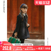 Girls woolen coat 2021 autumn and winter clothes new foreign childrens clothing long little girl woolen coat