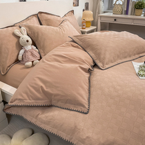 Nordic wind-ins washed cotton bed with four pieces of cover 100 pure cotton full cotton minimalist girl bed goods Three sets bed linen quilt cover