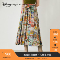 MOUSSY 2021 early autumn new vintage stitching Mickey poster print big dress 010EAY30-5030