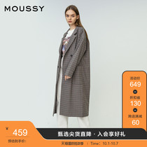 MOUSSY spring and autumn lapel double breasted long windbreaker coat 010DAG30-5530
