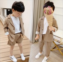 Childrens suit boys spring suit handsome small and middle school casual suit Korean boy catwalk dress three-piece set