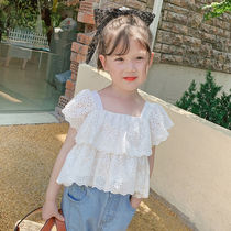 Girls embroidery shirt 2021 summer new foreign style top Baby summer fashion Korean version of the thin section of the wild shirt