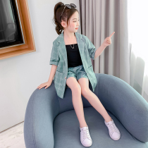 Girls suit suit three-piece Western style summer 2021 new girl model catwalk fashion childrens suit