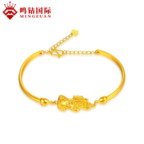 Mingzuan International Gold bracelet Womens pure gold Pixiu beaded bracelet Vegetarian gold bracelet Tanabata Valentines Day gift