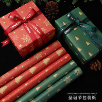 Christmas theme wrapping paper creative retro snowflake Christmas Eve cowhide gift box big size tree gift decorative paper