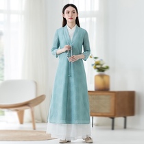 Tang suit Chinese style Hanfu womens modern modified version of Xianqi summer ethnic Chinese Zen tea costume shirt