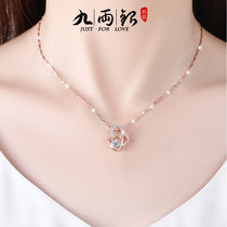 2021 new rose gold necklace female 999 Sterling silver Clavicle chain Heart pendant Valentines Day girlfriend 520 gift