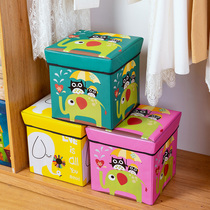 Childrens toy storage box household folding with lid storage book snacks finishing fabric can sit car storage basket
