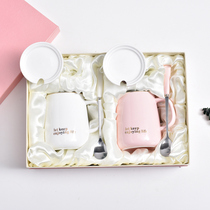 Pink gift box pair cup set ceramic mug with lid spoon wedding wedding gift couple Cup Cup Cup