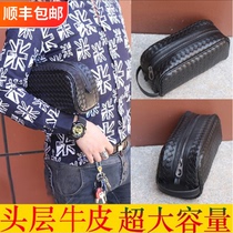 New Bull Leather Braided Handbag Hand Bag Large Capacity Hand Grip Bag Genuine Leather Han Version Tide Man Bag Lady Make-up Wash