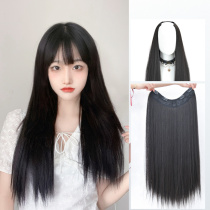 Wigs one-piece unscented female long hair fluffy black long straight hair U-shaped hair patch simulation patch