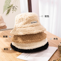Lamb hair fishermans hat children Winter Korean tide Joker baby star same Japanese autumn and winter plush basin hat