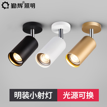 Surface mounted spotlight led single light three-color dimming Nordic living room home background wall without track cob ceiling spotlight small