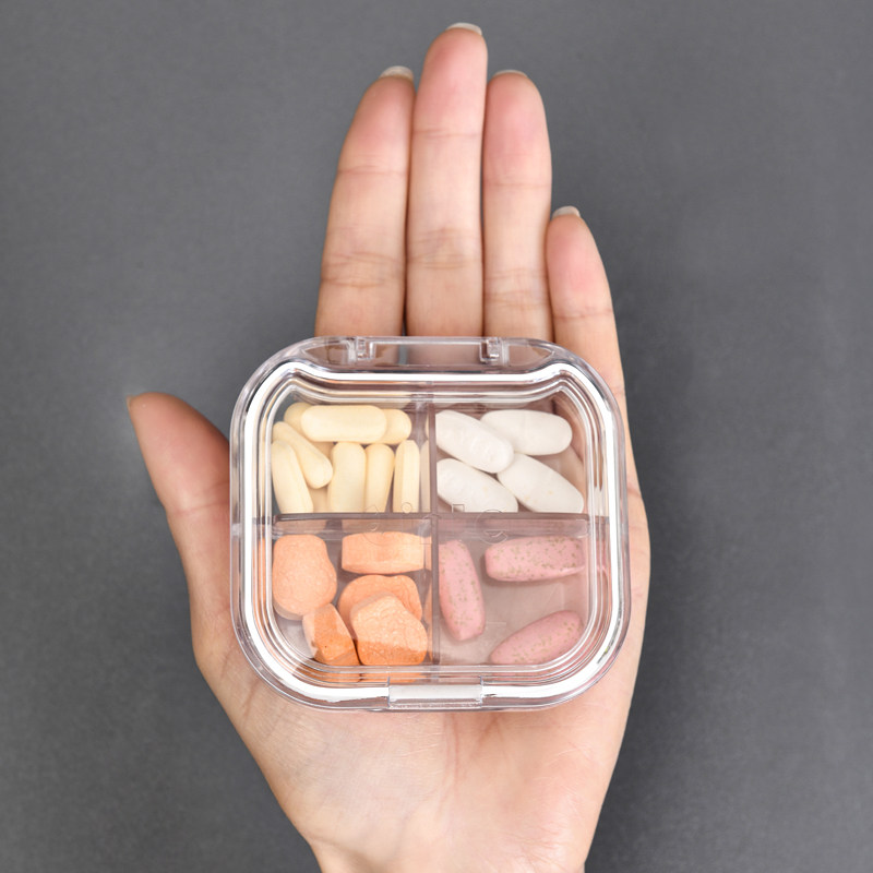 Small medicine box portable drug storage artifacts seal moisture-proof high-capacity pills packed in boxes mini carry-on