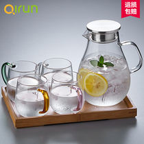 Qirun cold kettle set large capacity cold boiling water pot glass heat-resistant high and low temperature explosion-proof household cup with tied pot