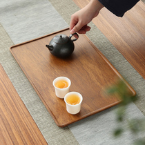 Tea tray walnut long Square dry bubble pan new Chinese Zen solid wood coaster tea ceremony accessories light luxury modern dry bubble table