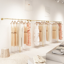 Clothing store display rack Womens clothing wall-mounted childrens clothing wall-mounted gold hangers Floor-to-ceiling shelves for clothes poles
