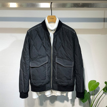 Green dyed mens light down jacket mens 2021 new mens baseball uniform collar short autumn winter light coat tide