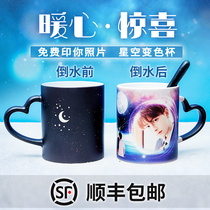 Starry sky color change cup creative printable photo warm mug customized souvenir gift for girlfriend warm man