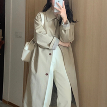 Card Its Color Windcoat Jacket Woman 2022 Spring Autumn Season New Chic Big Coat In the Long Minor Sub-han Ensemble senior