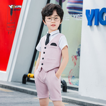 Flower boy host dress suit small suit vest boy children summer casual suit handsome
