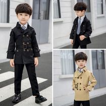 Boys windbreaker coat Childrens British wind hunting outfit spring and autumn medium and long foreign style spring windproof 2021 new trend