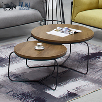 Simple modern Nordic marble panel creative living room small apartment light luxury Net red round office coffee table combination