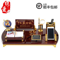 Office desk pen holder decoration storage box Wentai boss leader business card box Wooden desk calendar frame note box