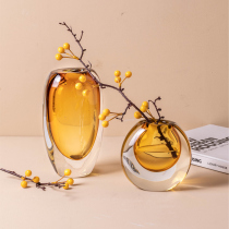 Glazed vases Modern simple living room ornaments light luxury transparent glass dried flower porch desktop home decoration