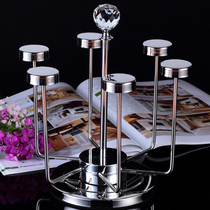 Creative stainless steel cup holder fashion tea cup holder 6 head rotating upside down cup holder drain holder water cup holder