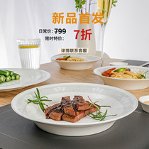 REONE high-end bone China tableware bowl and dish set Household Chinese light luxury high-value microwave glaze relief tableware