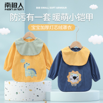 Baby coat corduroy autumn and winter outside wearing foreign male baby anti-wearing waterproof anti-dirty children eating bibs