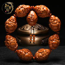 Olive core hand string Eight treasures Maitreya Buddha 20 large seeds Su Gong Olive Hu hand carved text play the piece bracelet male