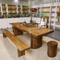 Log Office Tea Desk Solid Wood Large Plate Tea Table And Chairs Combination New Chinese Light Lavish Tea Table Tea Table Tea Table Tea Set