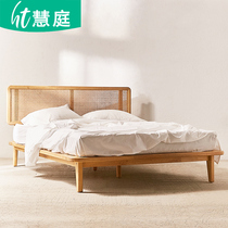 Nordic rattan ins wind rattan bed Creative natural rattan bed and breakfast furniture Master bedroom 1 5m1 8m inn double bed