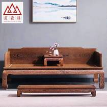 Mahogany furniture chicken wing wood Arhat bed solid wood single board plain surface Ming and Qing antique Chinese furniture Zen Arhat tread