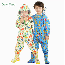 Conjoined children raincoat boys boys and girls big brim cartoon waterproof raincoat light and breathable kindergarten poncho