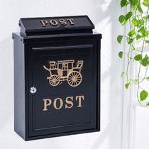 Letter box Wall-mounted with lock Villa retro mailbox Outdoor waterproof household large express document box European-style mailbox