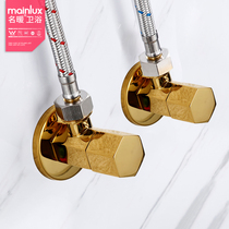 Square full copper thickened gold angle valve triangular valve Eight word valve black home cold and hot water universal toilet water stop valve
