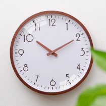 Wall clock Living room mute household solid wood watch Nordic simple atmosphere clock personality bedroom clock Japanese quartz clock