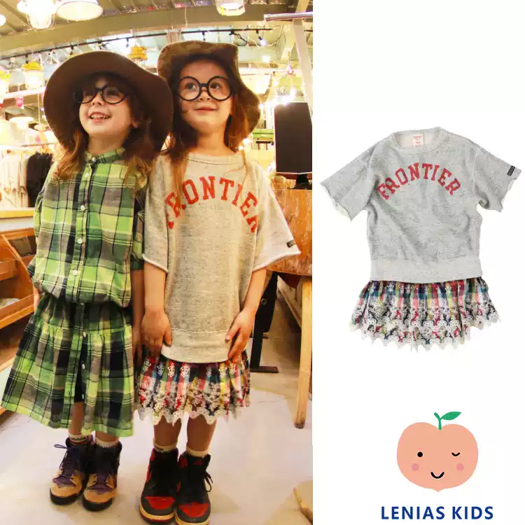 Lenias LN家Denim Dungaree25SS春夏字母花边短袖卫衣裙