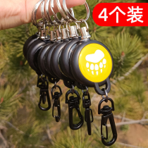 High rebound telescopic steel wire rope key buckle pendant ring anti-loss anti-theft key chain ring easy to pull buckle backpack hang male