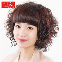  Wig female short hair short curly hair real hair really highlighted full headgear Qi bangs full hand-woven curly hair natural and realistic
