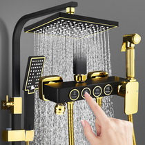 European black shower set household all copper bathroom shower toilet pressurized shower shower head
