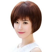 Wig female short hair Round face Medium long hair Bobo full head cover type natural buckle real person hair chemotherapy short straight hair set
