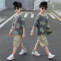 Boy Clothing Boy Summer Clothing Suit 2022 New Childrens Tennis Red Short Sleeve Handsome air and gas Summer Fried Street Trendy Tide