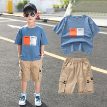 Boy Clothing Boy Summer Clothing Suit 2022 New Boy Cool Handsome Children Summer Net Red Fried Street Short Sleeve Clothes Tide