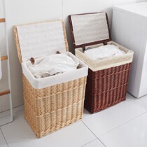 Dirty clothes basket dirty clothes storage basket rattan clothes bucket washing basket cover artifact household toy frame weaving