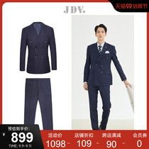 JDV mens autumn new British double-breasted casual suit mens suit top pants suit