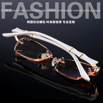 With myopia glasses women have a degree plus astigmatism diamond cut edge Finished frameless ultra-light glasses frame color-changing eyes
